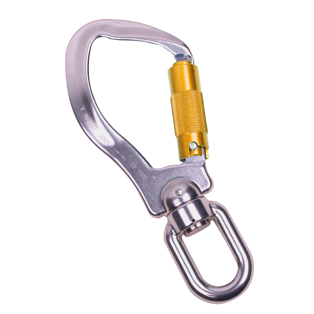 RidgeGear RGK44 22mm Aluminium Triple Action Karabiner with Swivel Hook and Captive Eye