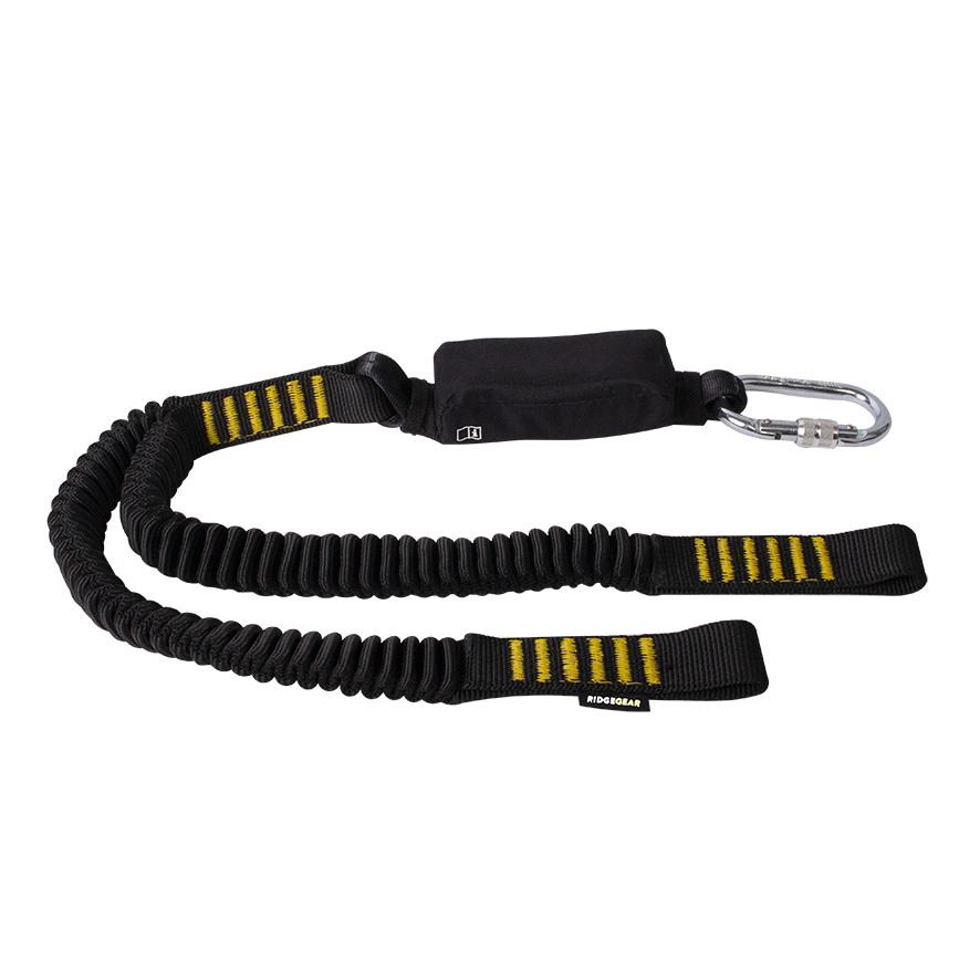 RidgeGear RGL9 Twin Leg Elasticated Webbing Lanyard & Shock Absorber